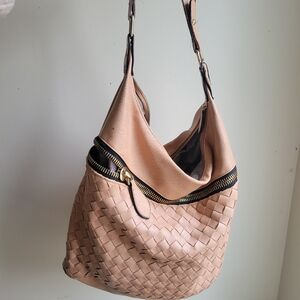 Madison West Beige Woven Hobo Bag